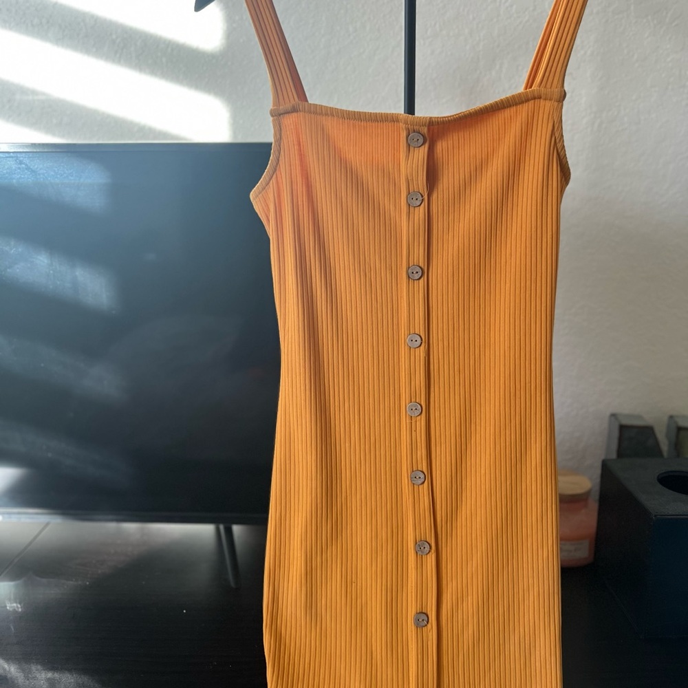 Iris Orange Ribbed Mini Dress